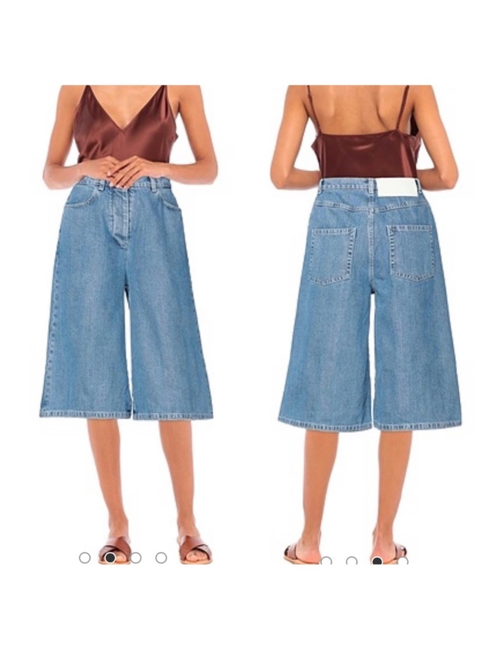 NWT Sunnei Denim Culottes High Rise Wide Leg Shorts 100% Cotton Blue Size M